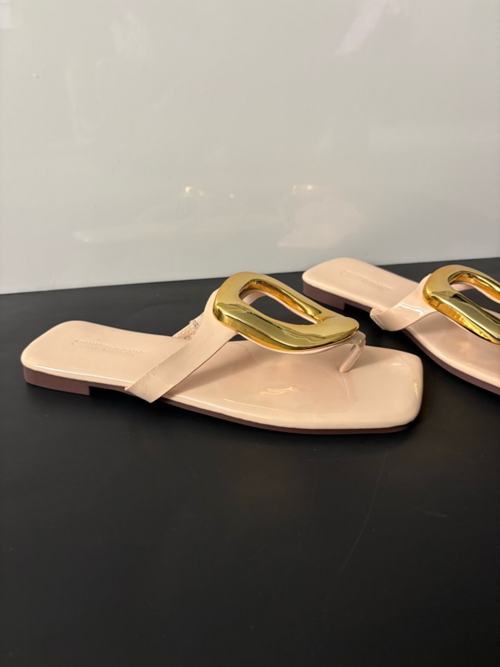 Gold-Accent Nude Slide Sandals - Picture 3 of 6